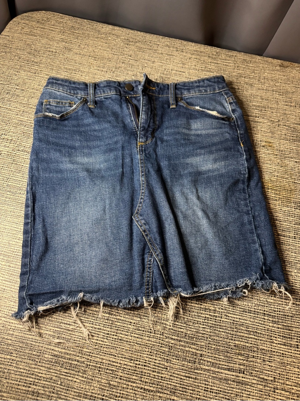 Universal Thread Denim Waistband Mini Skirt with Embroidered Logo - Blue